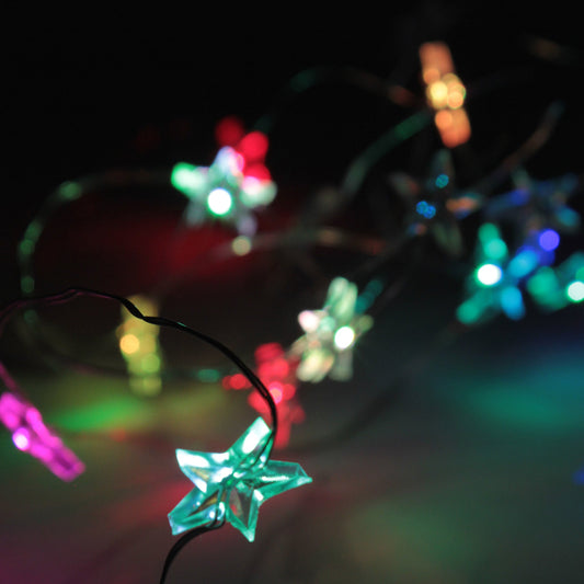 Flashing Rainbow Star String Lights - Battery Operated