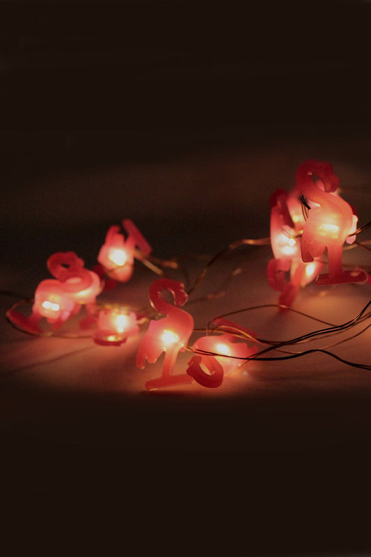 Flamingo String Lights Tropical Decorative Lighting Battery Operated 20 LED Pink Flamingo 7FT