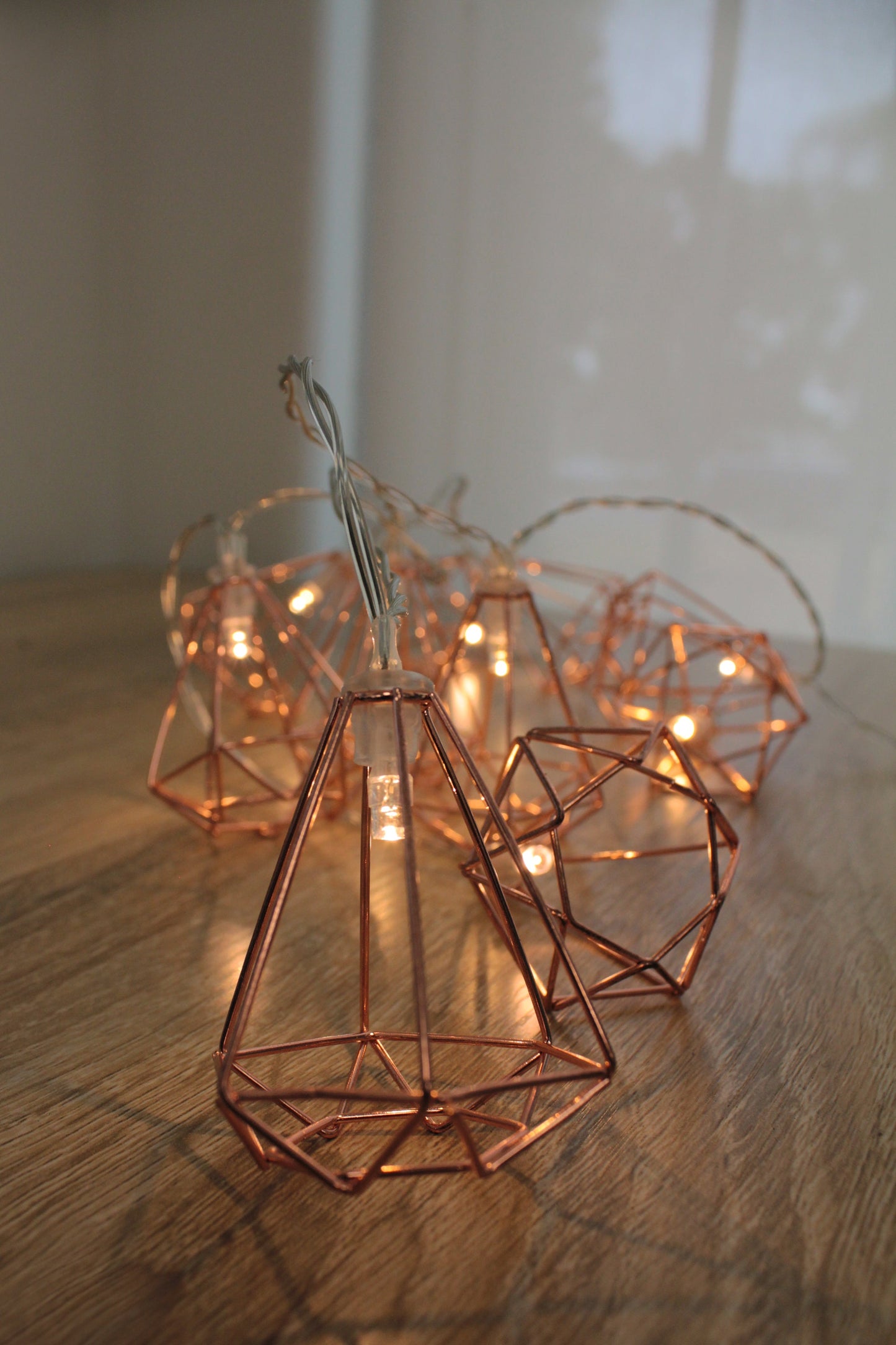 10 LED Rose Gold Diamond String Fairy Lights - Battery Operated