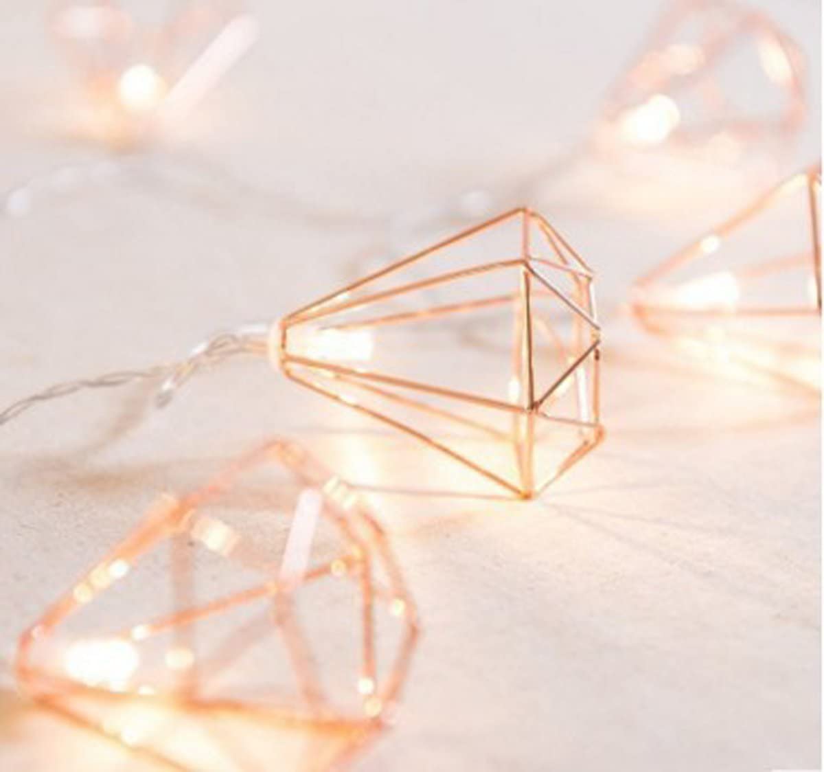 10 LED Rose Gold Diamond String Fairy Lights - Battery Operated