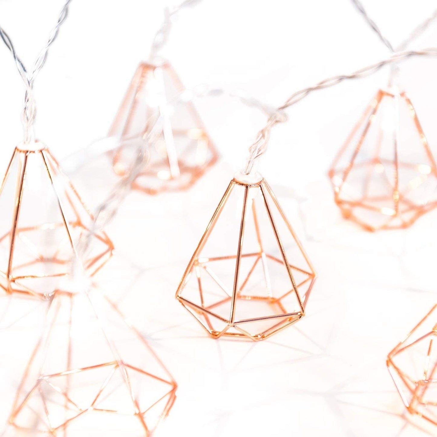 10 LED Rose Gold Diamond String Fairy Lights - Battery Operated