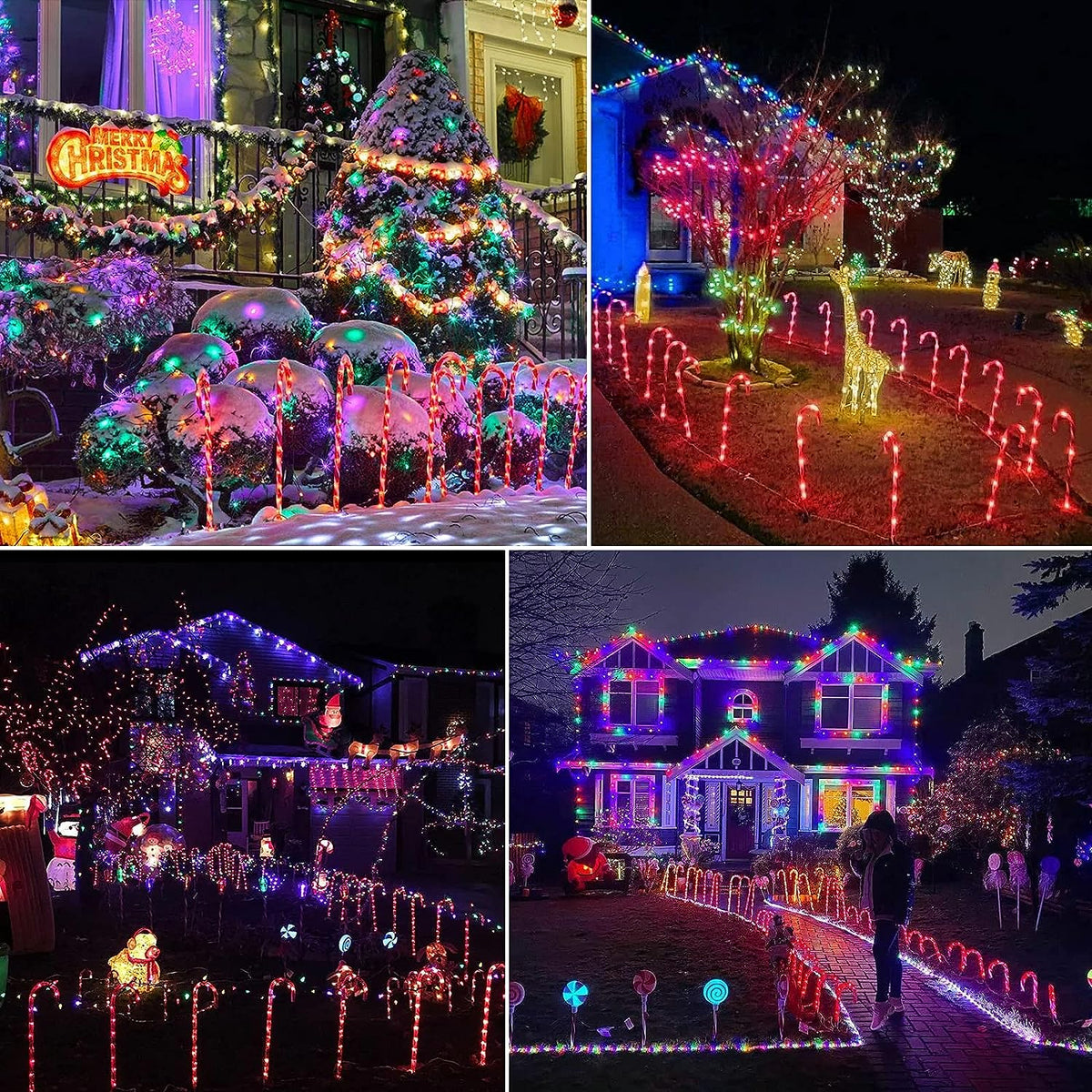 45 LED Candy Cane Solar Lights Outdoor for Christmas