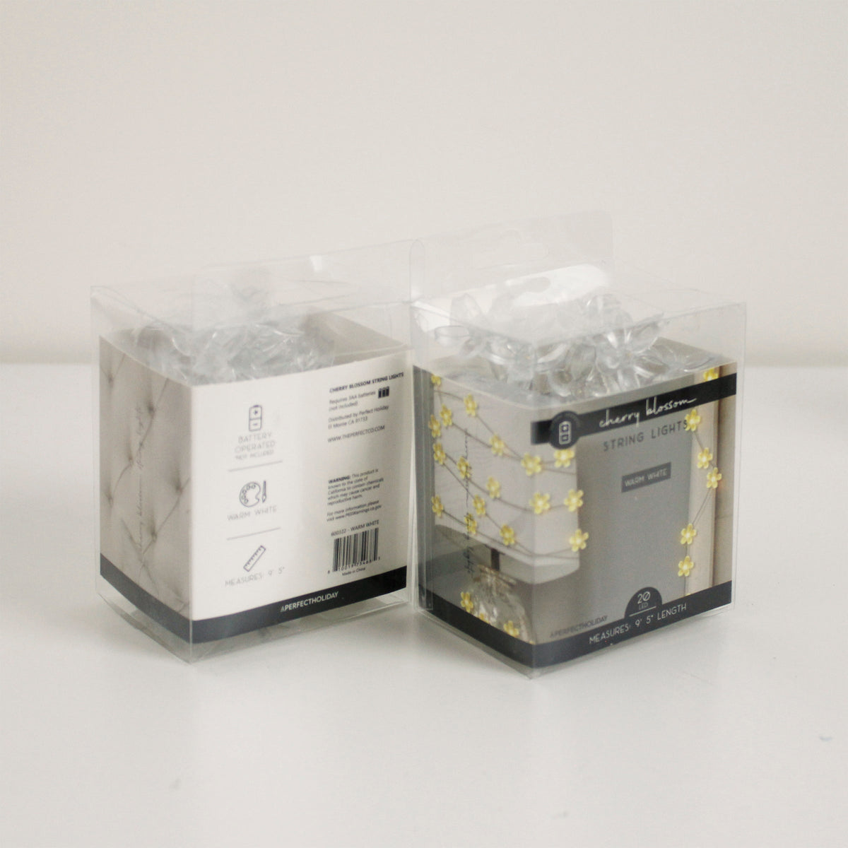 20 LED 5MM LIGHTS WITH CHERRY BLOSSOM FLOWERS, 12"LEAD, 6" SPACING.REQUIRED 3 AA BATTERY BOX