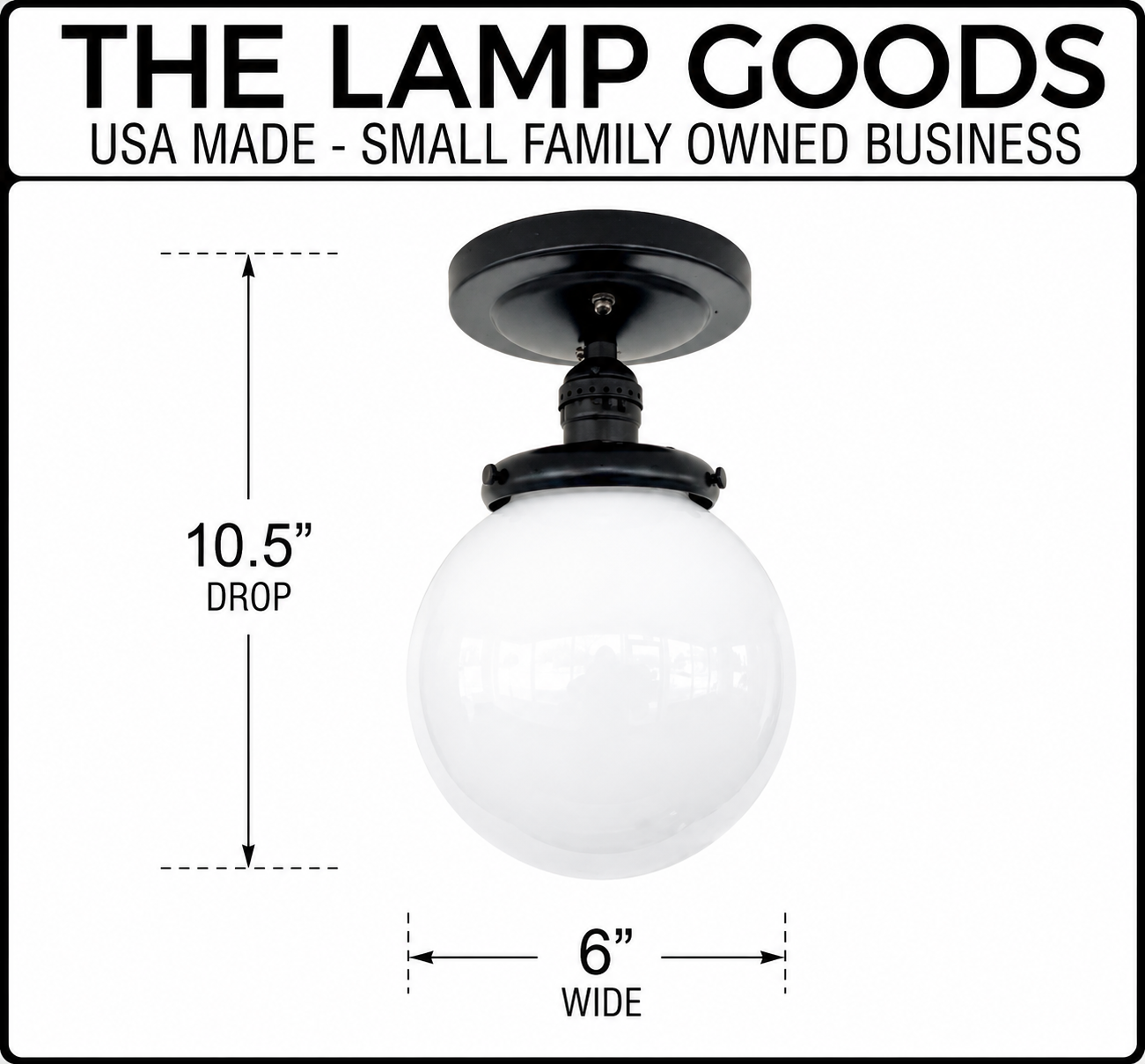Milk Glass Globe Exposed Socket Ceiling Light | 6" or 8"