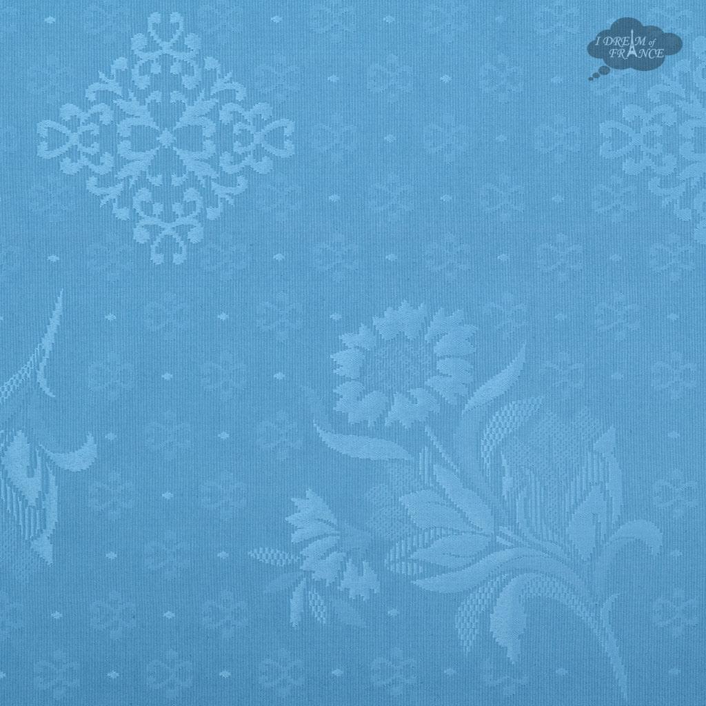 62" Square Moustiers Blue Matelassé Tablecloth by Tissus Toselli