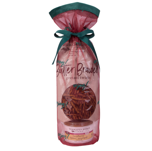Holiday Grab and Go Giftset with Raspberry Honey Mustard and Braided Pretzel Twists