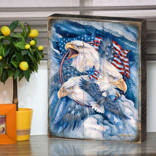 Allegiance American Patriotic Eagles Wooden Wall Art by J. Bergsma - American Patriotic Decor - 8592730BP-JB