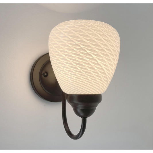 Modern 'Ribbon' 1970's Milk Glass WALL SCONCE Lighting