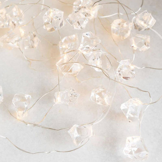 LED Ice Cube String Light Battery Operated - White