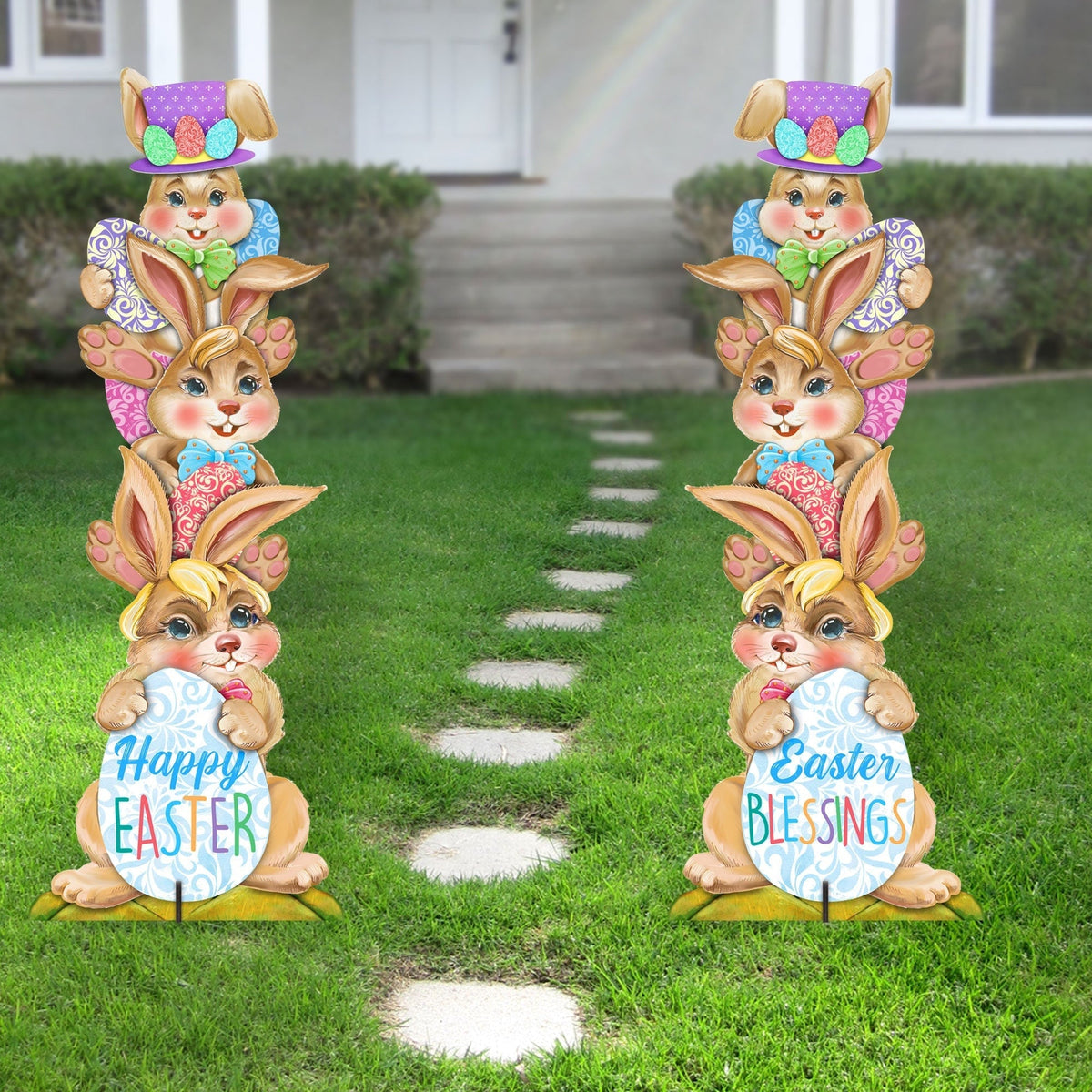 Easter Bunny Decor - Stacking Bunny Set of 2 Family Yard Sign by Jamie Mills-Price - Easter Spring Decor - 8154430F-S2-MP