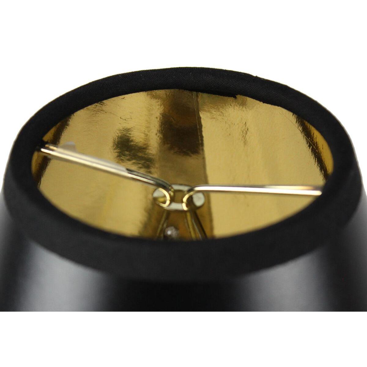 6"W x 5"H Set of 6 Black Parchment Gold-Lined Chandelier Candle Clip Lamp Shade