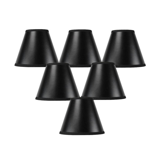 6"W x 5"H Set of 6 Black Parchment Gold-Lined Chandelier Candle Clip Lamp Shade