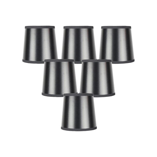 6"W x 5"H Set of 6 Black Parchment Gold-Lined Drum Chandelier Clip-On Lampshade