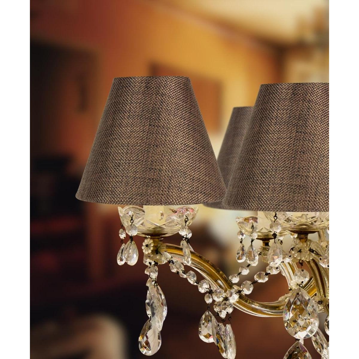 6"W x 5"H Set of 6 Chocolate Burlap Chandelier Lampshade