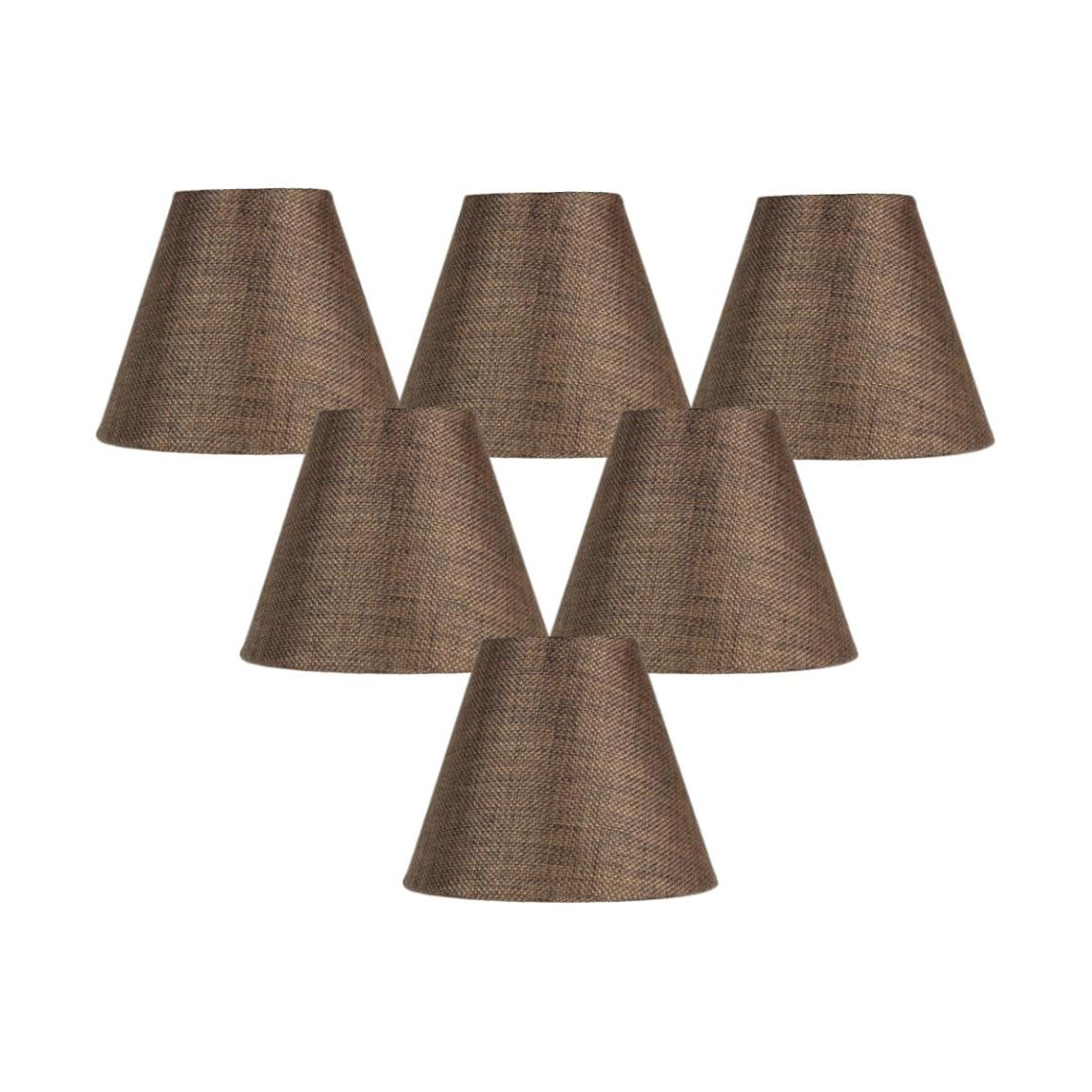 6"W x 5"H Set of 6 Chocolate Burlap Chandelier Lampshade