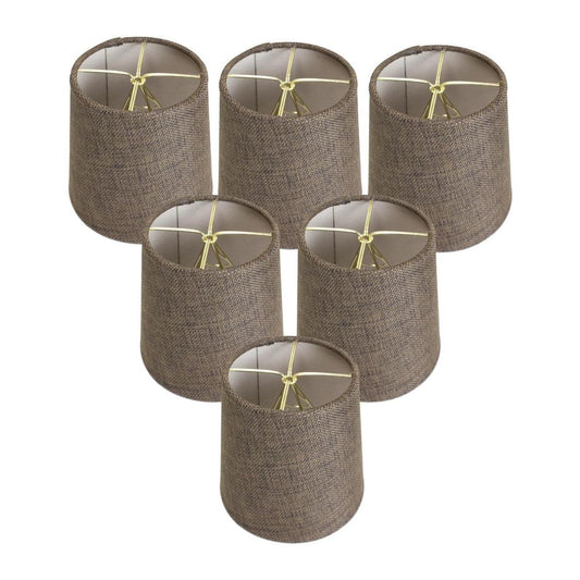 6"W x 5"H Set of 6 Chocolate Burlap Drum Chandelier Clip-On Lampshade