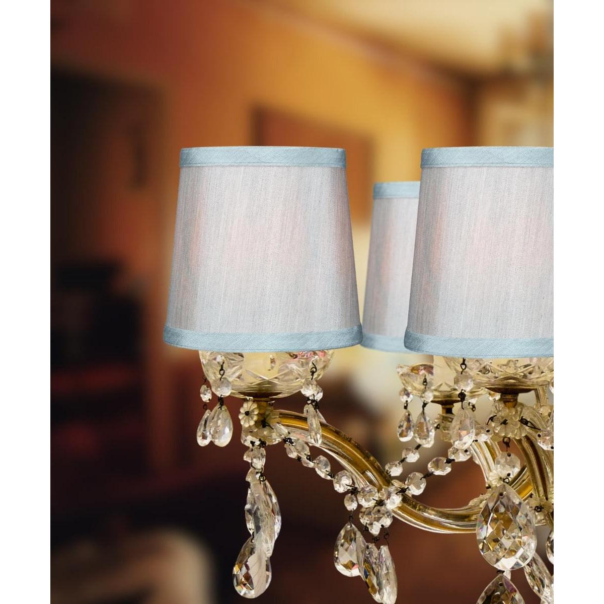 6"W x 5"H Set of 6 Gray Drum Chandelier Clip-On Lampshade