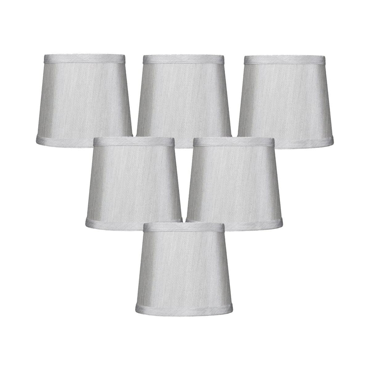 6"W x 5"H Set of 6 Gray Drum Chandelier Clip-On Lampshade
