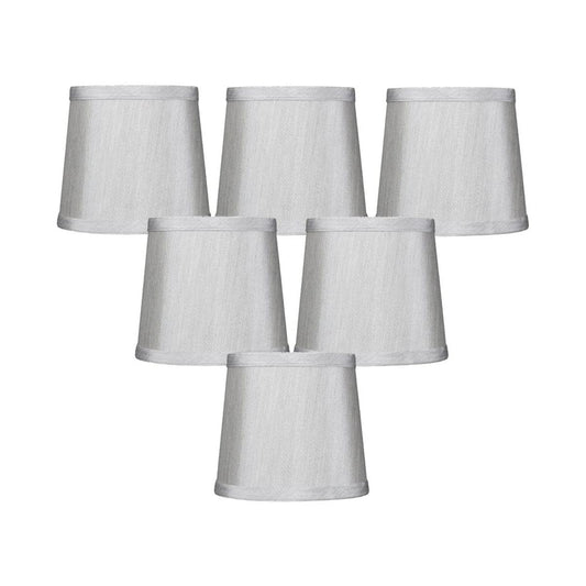 6"W x 5"H Set of 6 Gray Drum Chandelier Clip-On Lampshade