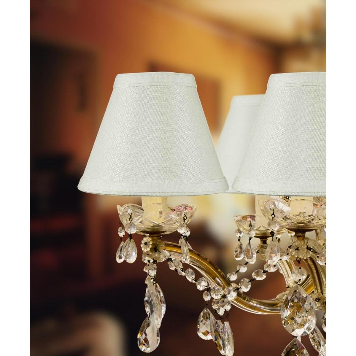 6"W x 5"H Set of 6 Hard Back Empire Candle Clip Lamp Shade Light Oatmeal