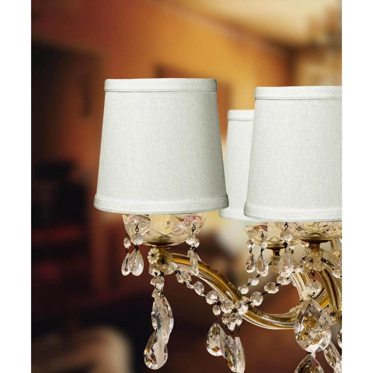 6"W x 5"H Set of 6 Light Oatmeal Linen Drum Chandelier Clip-On Lampshade