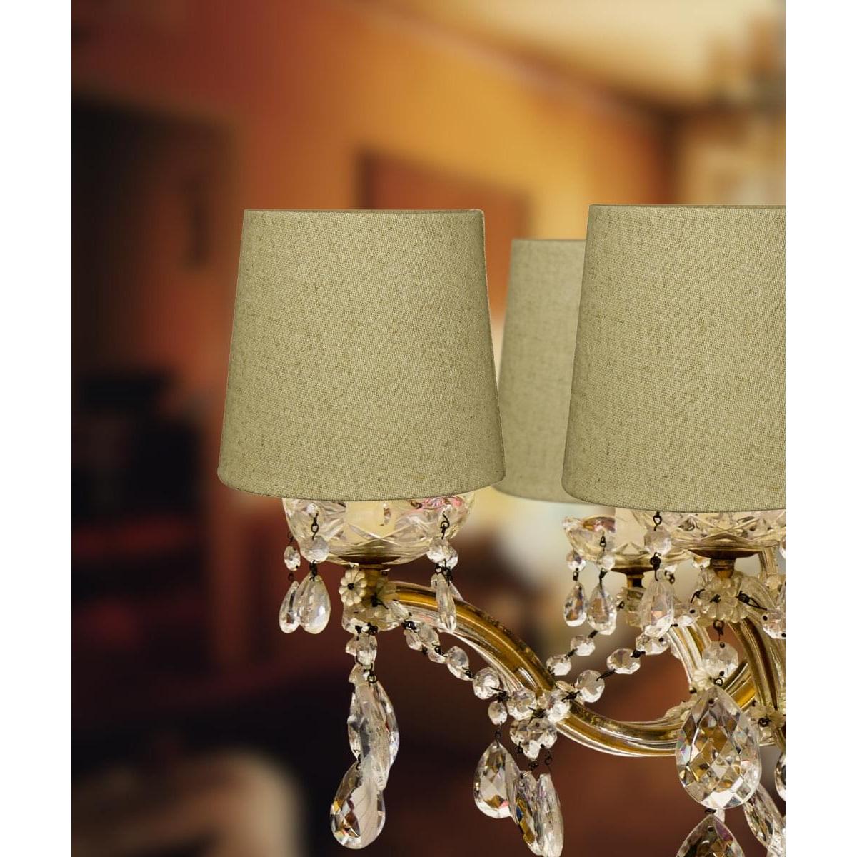 6"W x 5"H Set of 6 Sand Linen Drum Chandelier Clip-On Lampshade