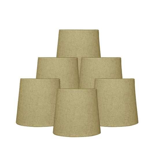 6"W x 5"H Set of 6 Sand Linen Drum Chandelier Clip-On Lampshade