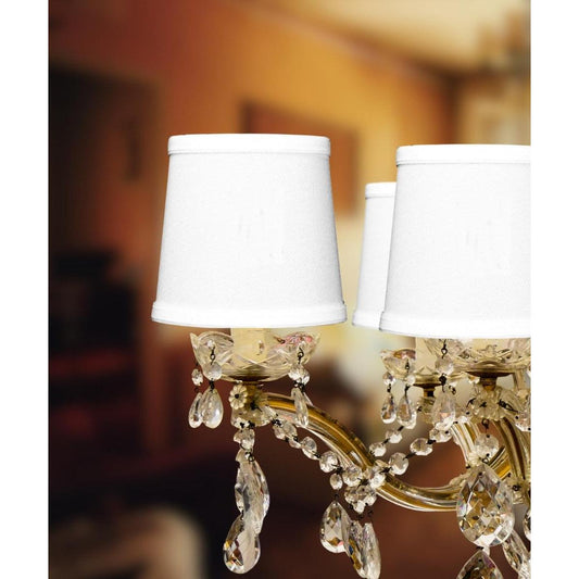 6"W x 5"H Set of 6 White Linen Drum Chandelier Clip-On Lampshade