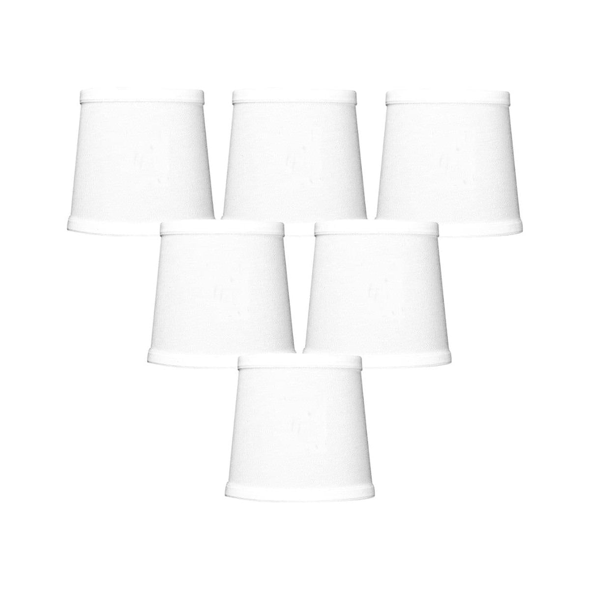 6"W x 5"H Set of 6 White Linen Drum Chandelier Clip-On Lampshade