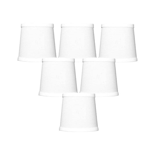 6"W x 5"H Set of 6 White Linen Drum Chandelier Clip-On Lampshade