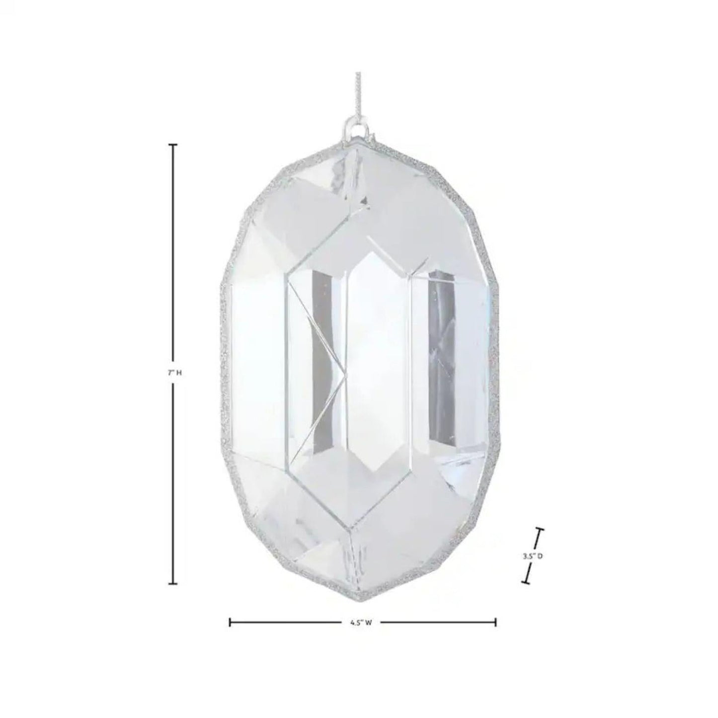 6.5" Acrylic Oval Jewel Ornament: Clear