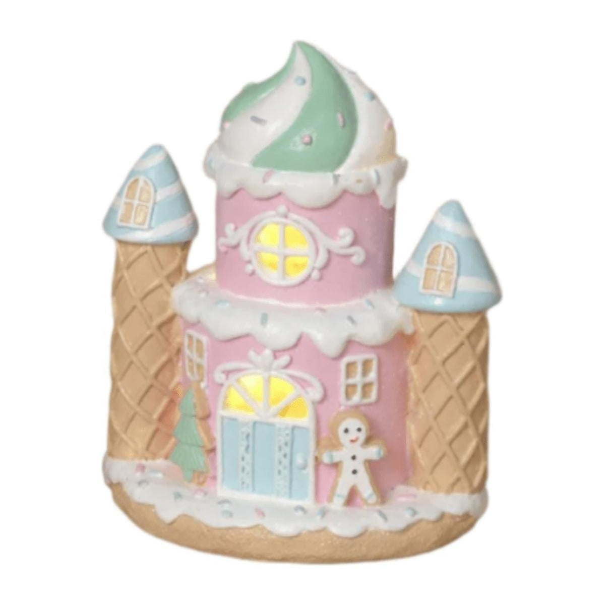 6.5" Lighted Resin Holiday Ice Cream House