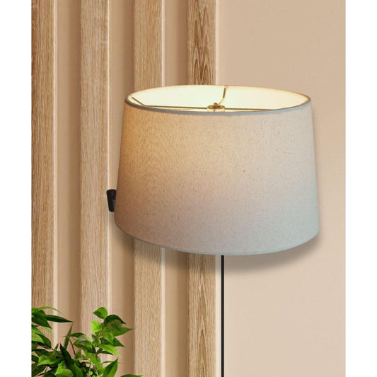(6.5x10) Top (8x12) Bottom x 7.5H Hardback Oval Drum Lampshade, Light Oatmeal Off-White