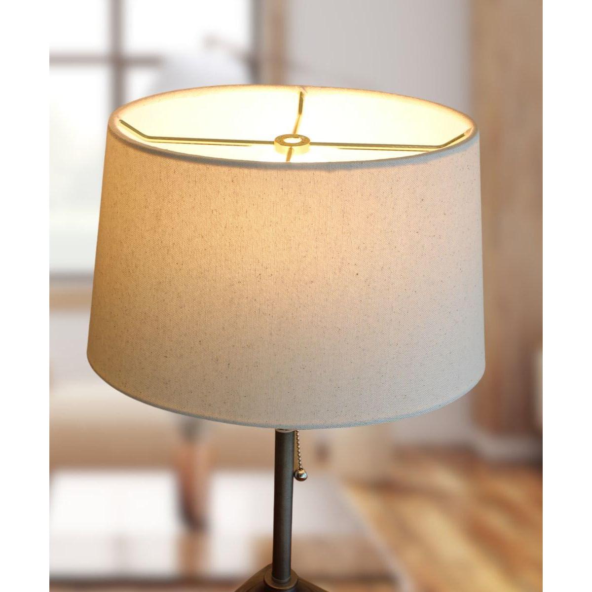 (6.5x10) Top (8x12) Bottom x 7.5H Hardback Oval Drum Lampshade, Light Oatmeal Off-White