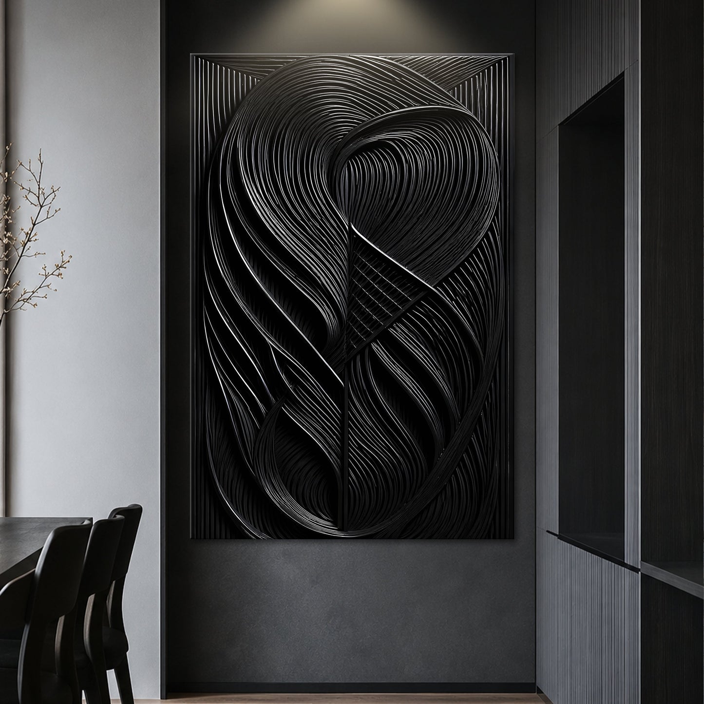 Modern Black Waves Wall Art