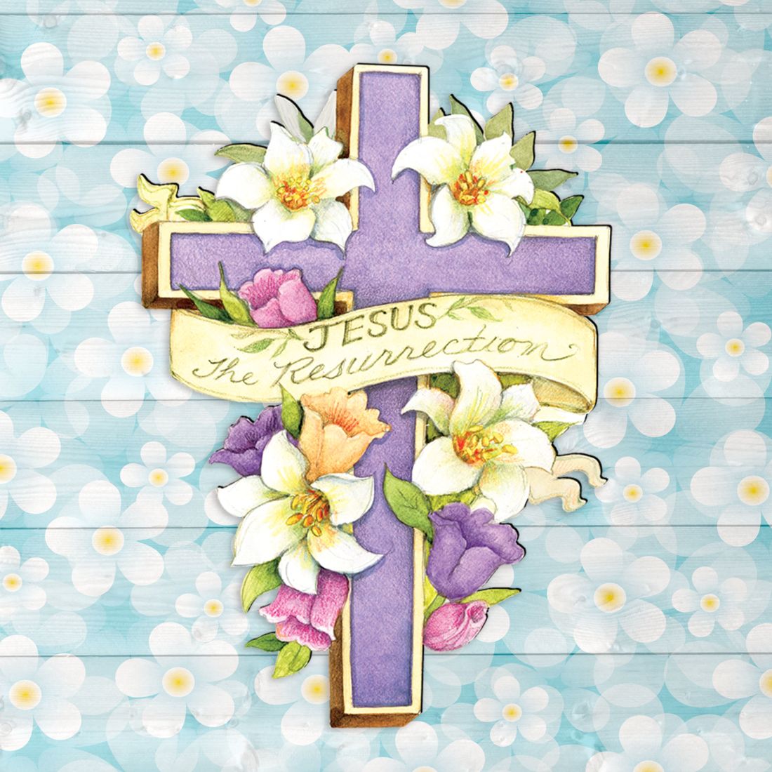 Easter Cross- He is Risen Outdoor Scene by Susan Winget - Easter Spring Decor - 8471303F-SW