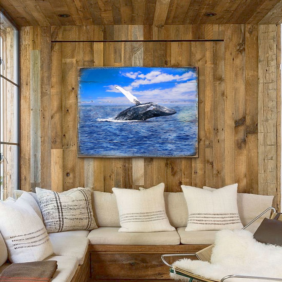 Whale Wood Wooden Coastal Wall Art by Nature Wonders - Coastal Sea-Life Decor - 95257B