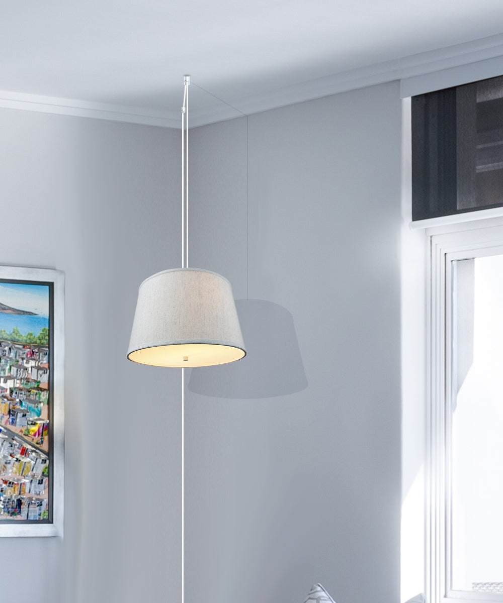 10"W 2 Light Swag Plug-In Pendant Light Textured Oatmeal with Diffuser White Cord