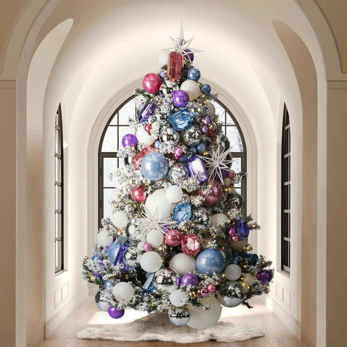 6in Lavender Pearl UV Drilled Ball Ornament (4 pack)
