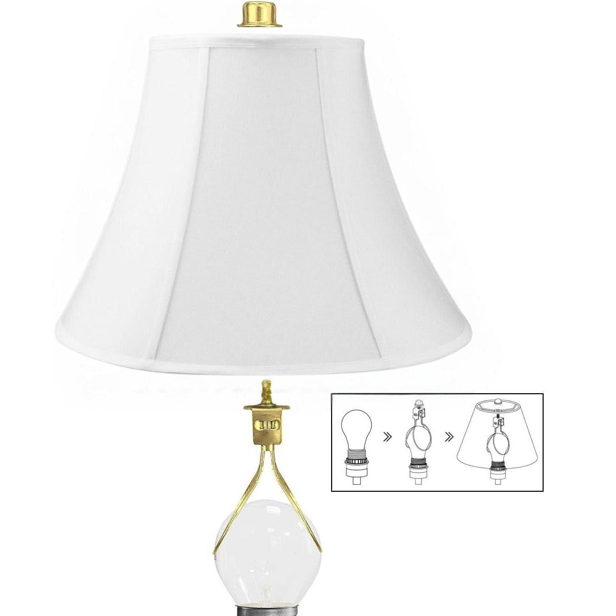 6x12x9.5" CLIP-ON FITTER White Shantung Bell Lampshade