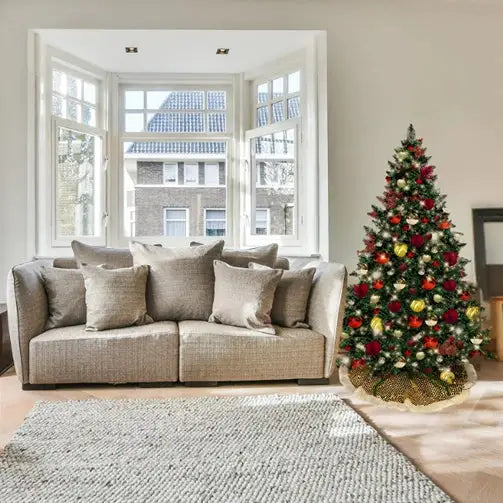 a christmas tree in a living room