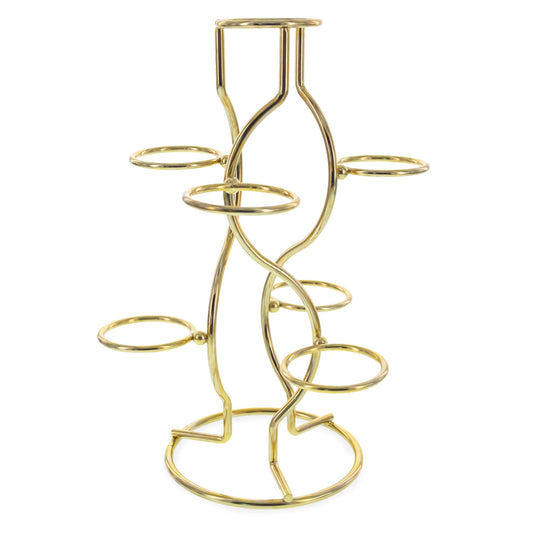 7-Ring 3-Tier Gold Wire Metal Sphere Crystals Egg Stand Holder Display 7.4 Inches