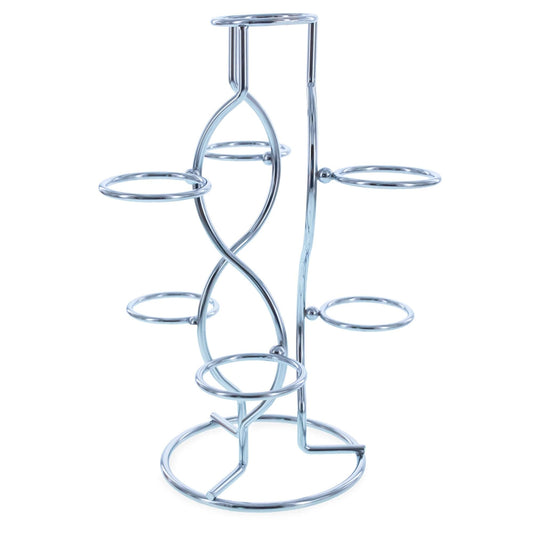 7-Ring 3-Tier Silver Wire Metal Sphere Crystals Egg Stand Holder Display 7.4 Inches