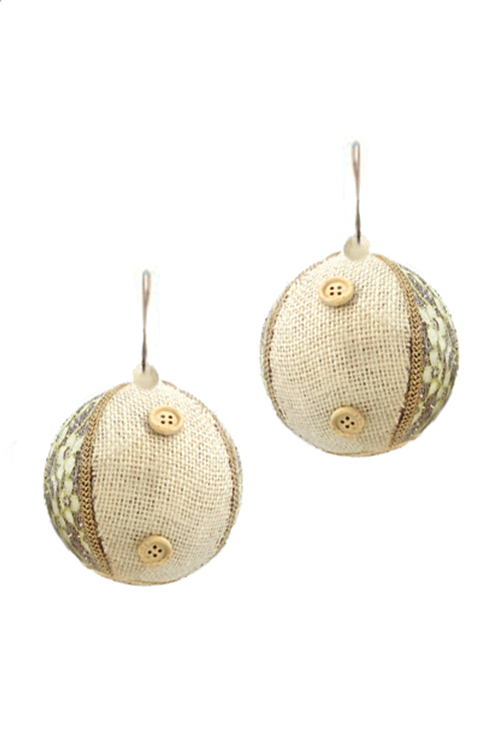 two white and gold ornaments
