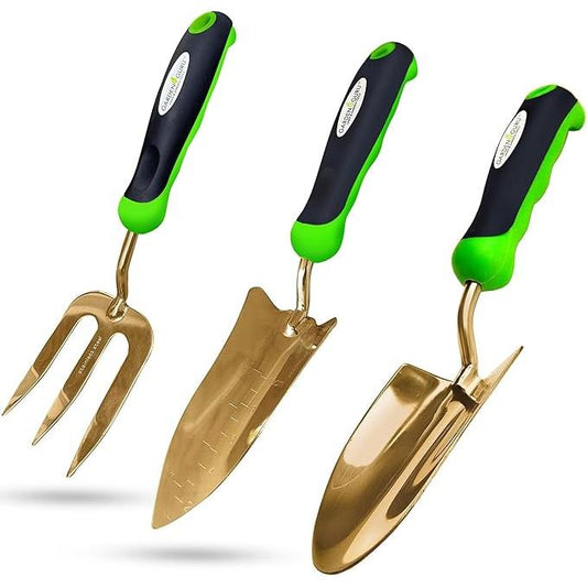 Titanium Garden Tool Set - Includes Hand Trowel Transplanter Cultivator
