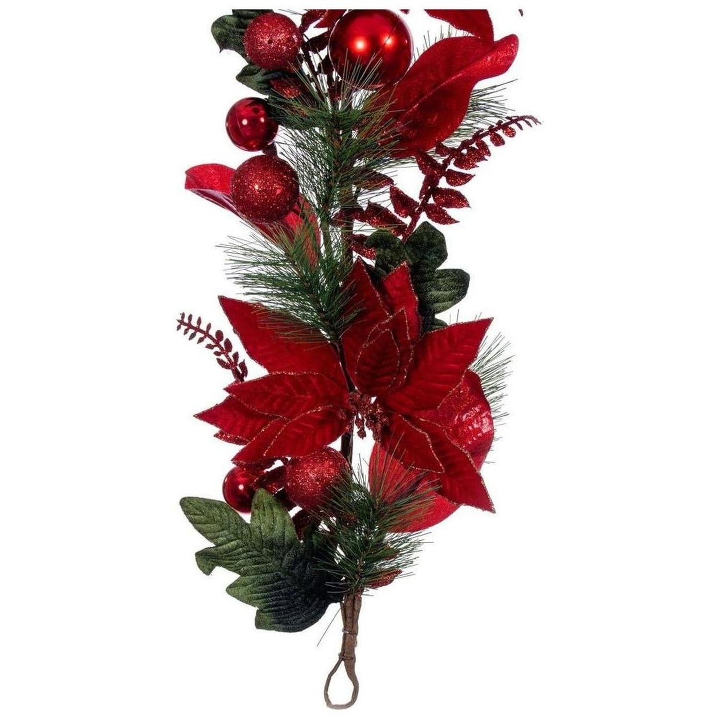 72" Merry Red Poinsettia Decorated Garland