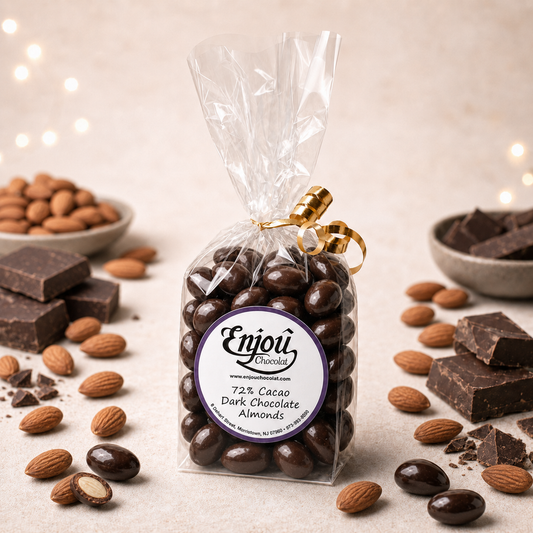 72% High Cocoa Dark Chocolate Almonds.