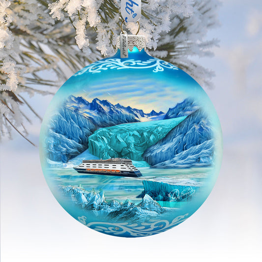 Glacier Cruise Glass Ornament – Handcrafted Mercury Glass Ornament - Wildlife Holiday Decor by G. DeBrekht - 73393