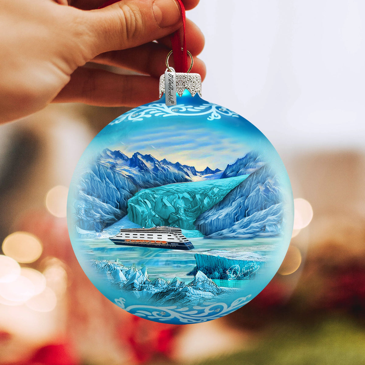 Glacier Cruise Glass Ornament – Handcrafted Mercury Glass Ornament - Wildlife Holiday Decor by G. DeBrekht - 73393