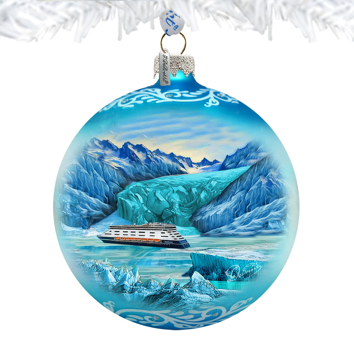 Glacier Cruise Glass Ornament – Handcrafted Mercury Glass Ornament - Wildlife Holiday Decor by G. DeBrekht - 73393